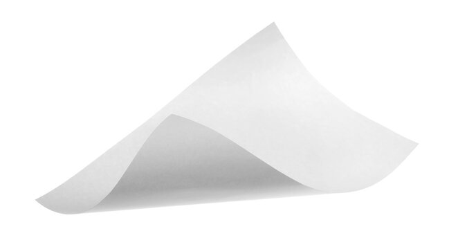 White paper flying, sheet falls and twists isolated on white, clipping path