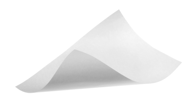 White paper flying, sheet falls and twists isolated on white, clipping path