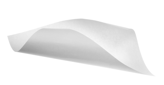 White paper flying, sheet falls and twists isolated on white, clipping path