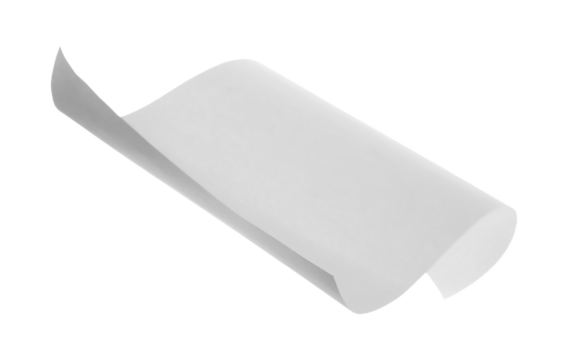 White paper flying, sheet falls and twists isolated on white, clipping path