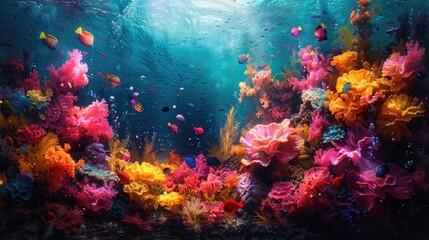 Underwater Coral Reef with Colorful Fish