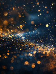 Obraz premium Blue and gold Abstract background and bokeh on New Year's Eve. AI generative.