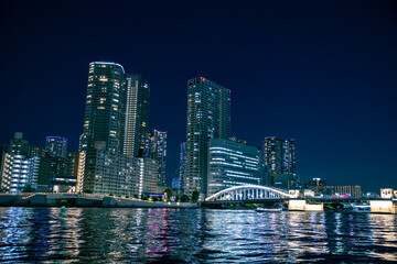 Fototapeta premium 明石町側から見る勝鬨橋 夜