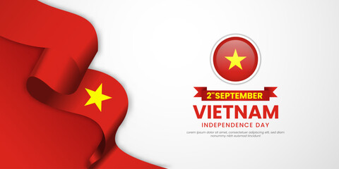 Vietnam independence day greeting card, banner with template text vector illustration