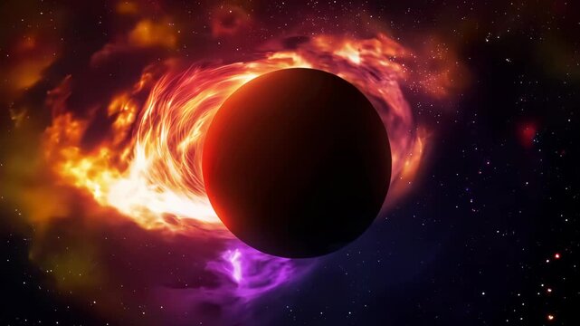 Black hole with glowing colorful accretion disk