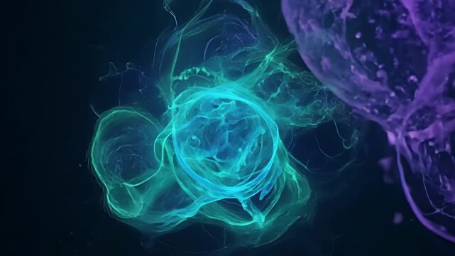 The journey of microbial life is portrayed in a series of abstract images from infancy to maturity and back again.