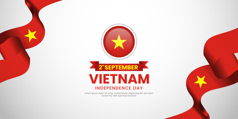 Vietnam independence day greeting card, banner with template text vector illustration