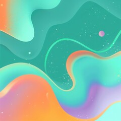 Vibrant abstract wave design with colorful fluid shapes and dreamy elements, perfect for backgrounds and artistic projects.