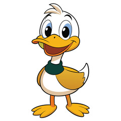 Obraz premium Cartoon Illustration of a Smiling Duck with Big Eyes