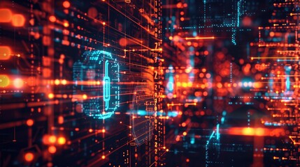 Obraz premium Quantum encryption keys generating a secure data tunnel across interconnected digital networks.