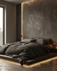 modern dark grey bedroom interior design very properly balanced with a warm cozy atmosphere
