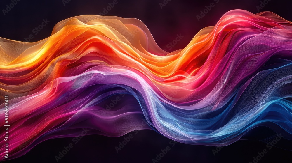 Wall mural Colorful curved waves creating a dynamic flow