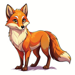 Obraz premium A Cartoon Red Fox with Large Eyes and a Fluffy Tail