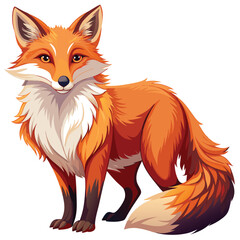 Obraz premium A red fox standing with its tail curled behind it