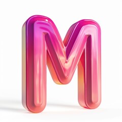 m capital letter tridimensional icon isolated on a white background