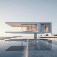 minimalistic and modern architecture with very simplified and pure lines