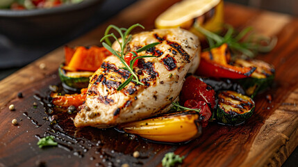 Grilled chicken with roasted vegetables
