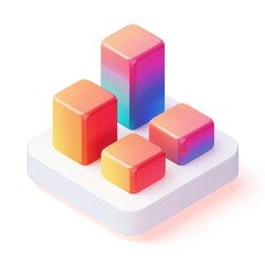 Obraz premium data analysis icon with colorful graph charts isolated on a white background