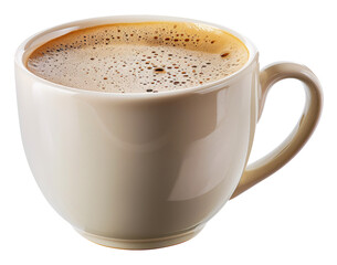 Obraz premium Frothy coffee in white cup isolated on transparent background