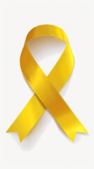 yellow pediatric cancer ribbon isolated on a white background