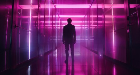 futuristic concept wallpaper background in magenta and dark tones