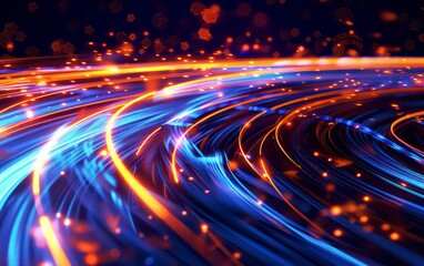 Obraz premium abstract light trail wallpaper in blue, purple and orange