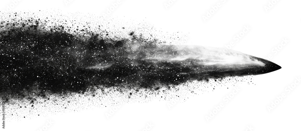 Poster black and white comet in space isolated on transparent background