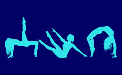 vector silueta femenina, yoga, ballet, estiramientos, deporte, flexibilidad, postura yoga
