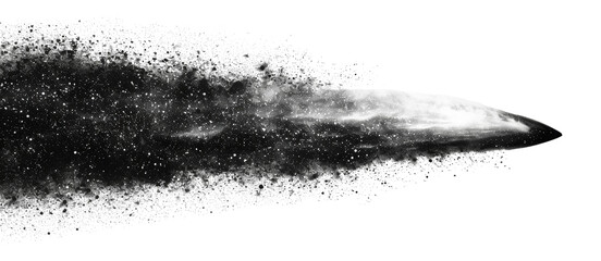 Fototapeta premium Black and white comet in space isolated on transparent background