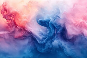 A mesmerizing blend of pink, blue, and purple smoke creates an ethereal and dreamy abstract art piece.	

