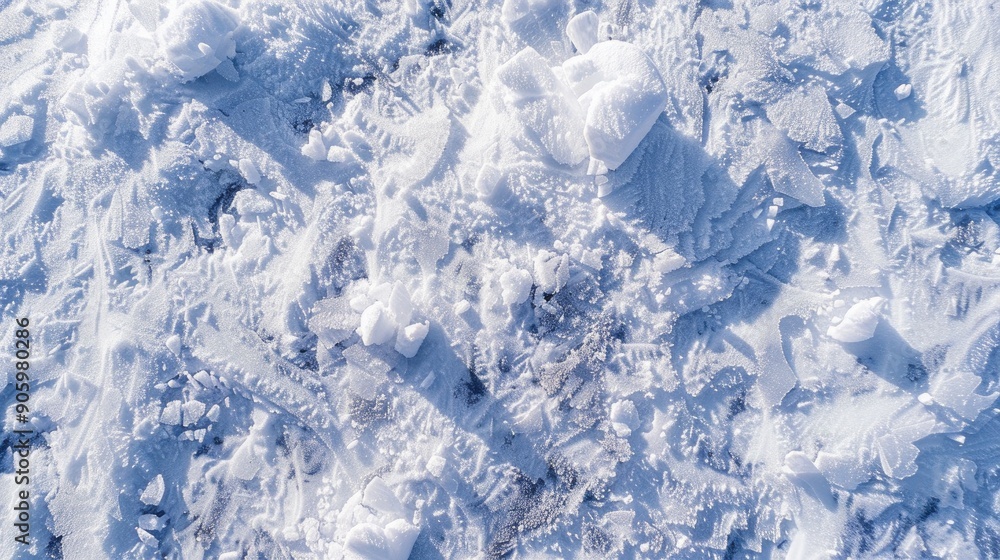 Poster snow texture viewed from above in winter setting