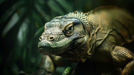 Fototapeta premium Komodo stalks prey in its habitat