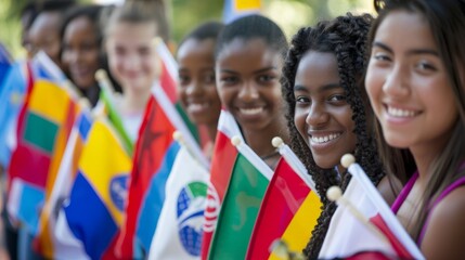 Embracing Diversity: Youth Cultural Exchange Program with International Flags Promoting Global Learning and Cultural Understanding