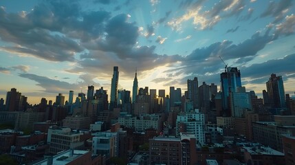 Obraz premium Mesmerizing City Skyline with Sweeping Clouds Dynamic Time Lapse Cityscape