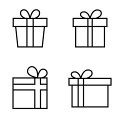editable gift icon sheet, gift box iconset, present package drawing sheet, outline drawing style