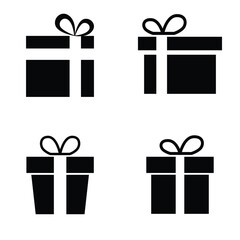 editable gift icon sheet, gift box iconset, present package drawing sheet, black and white style