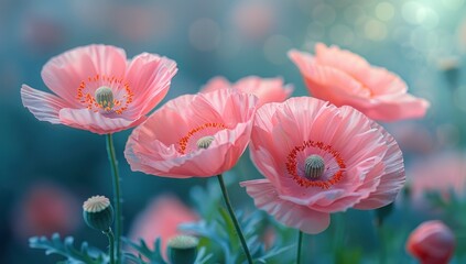 Pink Poppy Flowers in Soft Light