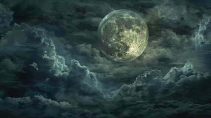 Cloudy full moon