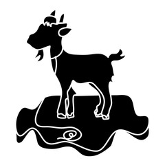 Goat in the grass vector