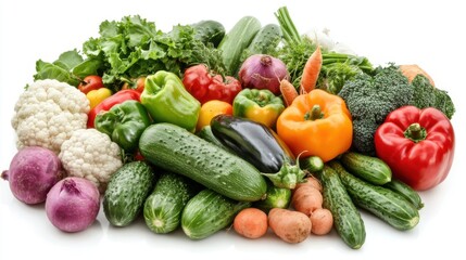 Mixed vegetables on a white background