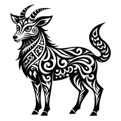 Fototapeta premium Ornamental Black and White Goat Illustration