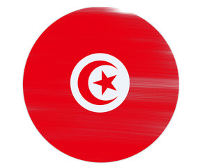 tunisian flag round shape with paint strokes on transparent background