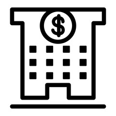 Bank building icon in thin line style vector illustration graphic design
