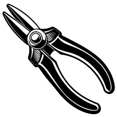 Needle-nose pliers silhouette vector illustration 