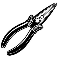 Needle-nose pliers silhouette vector illustration 