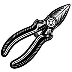 Needle-nose pliers silhouette vector illustration 