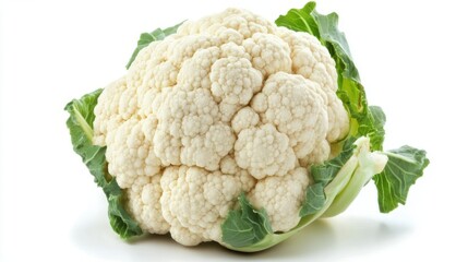 Single head of cauliflower placed on isolated white background