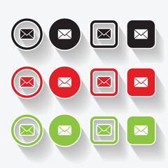 Isolated shadow message logo icon design with green, red and black color