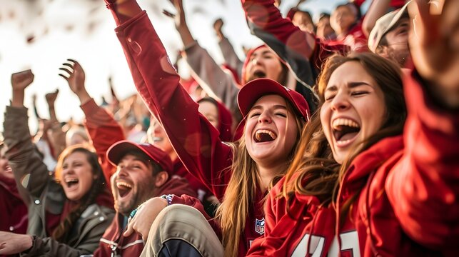 Thrilling Football Game Action with Cheering Fans and Tailgate