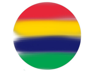 mauritius flag round shape with paint strokes on transparent background
